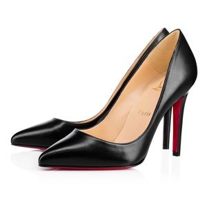 Pigalle  Leather 100mm Red Sole High-Heel Pumps, Black Napa Leather.